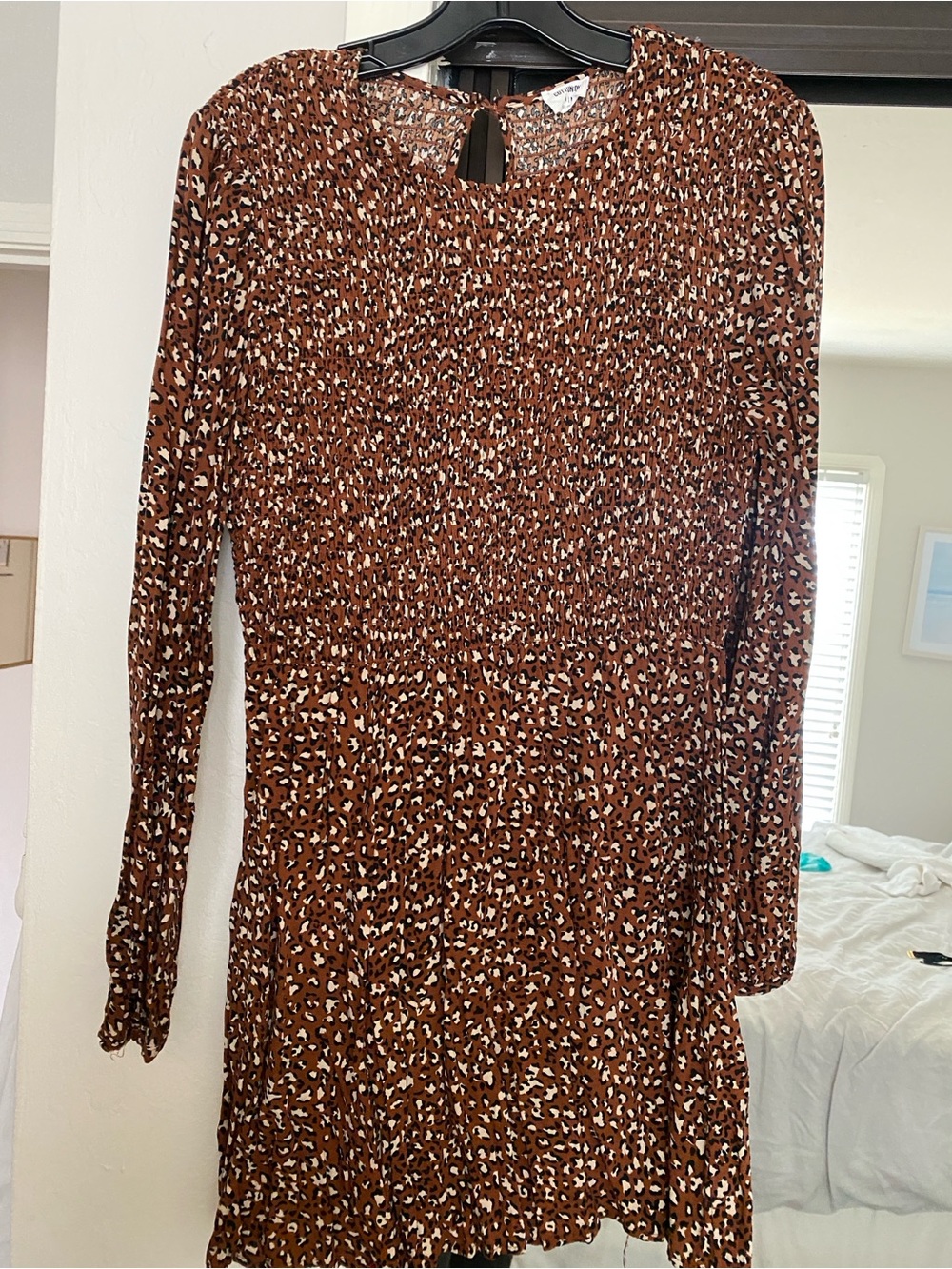 Cotton On Brown Leopard-Print Long Sleeve Dress